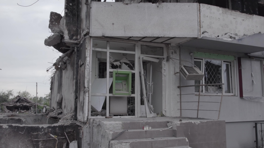 Residential building destroyed by the war in Ukraine