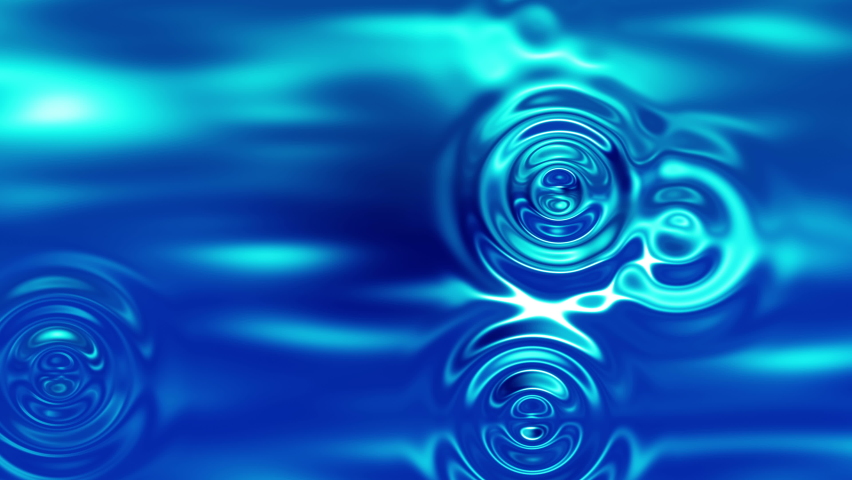 Surreal fractal water drops on surface. 3D abstract swirling waves clipart. Blue liquid mercury blurred background 4K video loop animation, | Shutterstock HD Video #1093097503
