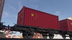 Containers with the flag of China. Railway transportation - Powered by Shutterstock - Get 15% off with code: PIKWIZARD15
