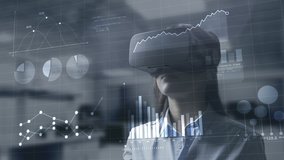 
Young businesswoman with VR glasses check finance charts and market data animations. Concept of augmented Reality in stock market online trading and e-business. - Powered by Shutterstock - Get 15% off with code: PIKWIZARD15