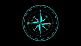 Compass Looping (Seamless) Animation Teal Orange HD 29.97 fps
