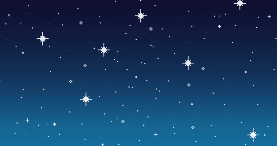 Starry sky, pixel background with stars. Pixel art for game, 8 bit. Seamless looping animation Royalty-Free Stock Footage #1093125883