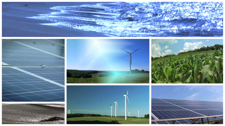 A montage of alternative energy and green power supply resources. 