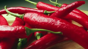 Ripe red hot chili peppers are a culinary delight and the number one cash crop in New Mexico, USA. They are a delicious part of Mexican food in the southwest. Left to right 4K close-up slider video. - Powered by Shutterstock - Get 15% off with code: PIKWIZARD15