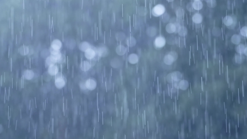 Rain Close Up, Raining in Rainy Season in a Tropical Rain Storm During Horrible Wet Bad Weather, Typical Climate in the Tropics in Costa Rica, Central America, with Blue Background Royalty-Free Stock Footage #1093127009