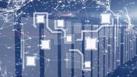 Animation of graphical interface with dots interconnecting lines and numbers. Digitally generated, hologram, data center, networking, technology and network server concept. - Powered by Shutterstock - Get 15% off with code: PIKWIZARD15