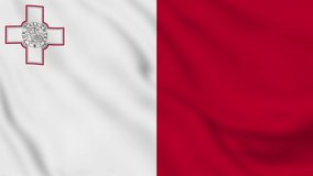 Republic of Malta realistic waving flag. smooth seamless loop 4k video	