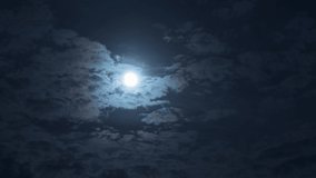 A mysterious night sky with clouds and a full moon. Nighttime timelapse. Clouds cover and reveal the moon - Powered by Shutterstock - Get 15% off with code: PIKWIZARD15