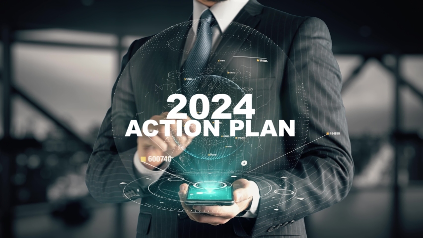 Businessman 2024 Action Plan Hologram Concept Stock Footage Video 100   11 