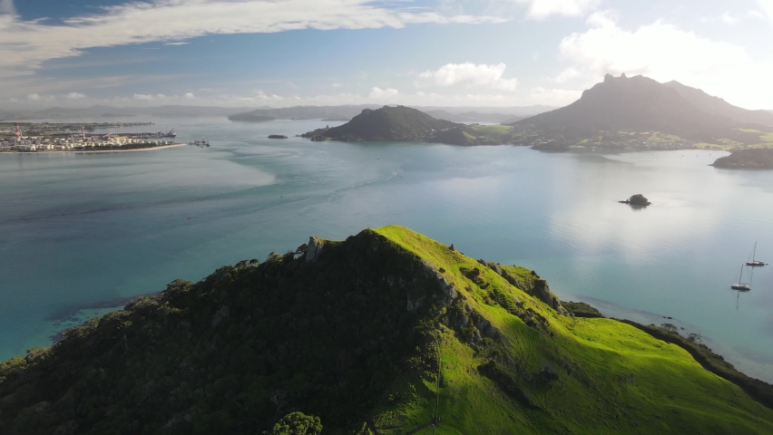 Amazing aerial view of Whangarei Heads and Marsden Point, Northland. New Zealand coastal landscape.