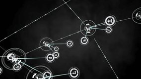 Animated 3d illustration of shopping cart icons connecting by digital lines over black background. Digital composite, online shopping, technology, futuristic, connection, networking, communication. - Powered by Shutterstock - Get 15% off with code: PIKWIZARD15