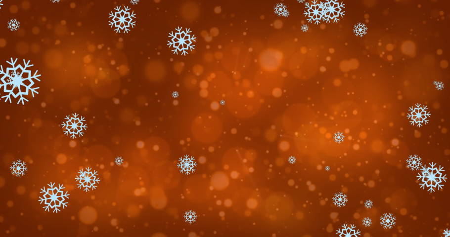 Animation of digital snowflakes diagonally falling over brown bokeh background. Multiple exposure, composite, light, lens flare, shape, pattern, christmas, winter, shape. | Shutterstock HD Video #1093142769