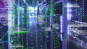 Animation of data processing, triangles and lights over servers. Computers, network, data processing and technology concept digitally generated video. - Powered by Shutterstock - Get 15% off with code: PIKWIZARD15