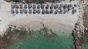 Aerial beach footage Albania Vlore, coast line