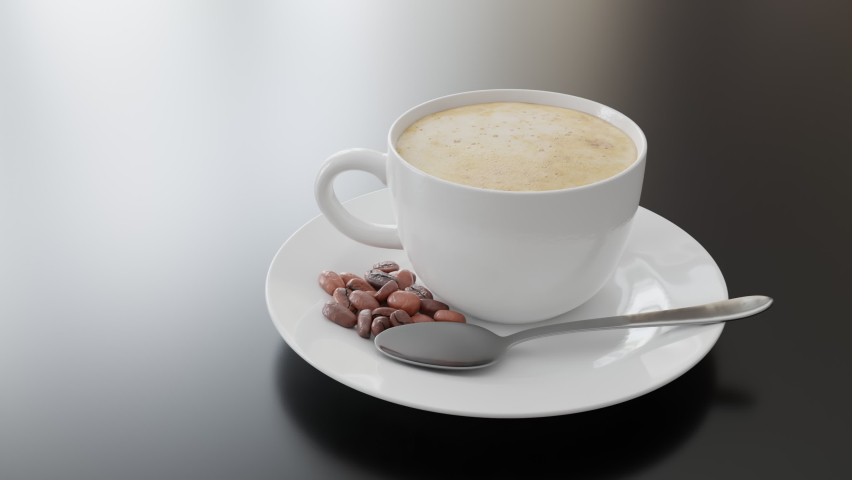 A cup of hot coffee with cream and beans. | Shutterstock HD Video #1093149497