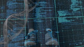 Animation of screen with scientific data and dna over legs of caucasian man training at gym. Sport, fitness and biological function monitoring concept digitally generated video. - Powered by Shutterstock - Get 15% off with code: PIKWIZARD15