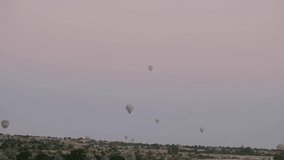 4k Video. Cappadocia, famous hot air balloon in the morning.