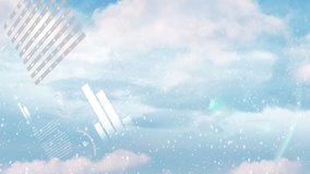 Animation of snow falling and data processing over sky with clouds. Global technology, computing and digital interface concept digitally generated video. - Powered by Shutterstock - Get 15% off with code: PIKWIZARD15