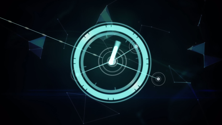 Animation of moving clock over network of connections with globe on black background. Global technology, connections and digital interface concept digitally generated video. - Powered by Shutterstock - Get 15% off with code: PIKWIZARD15