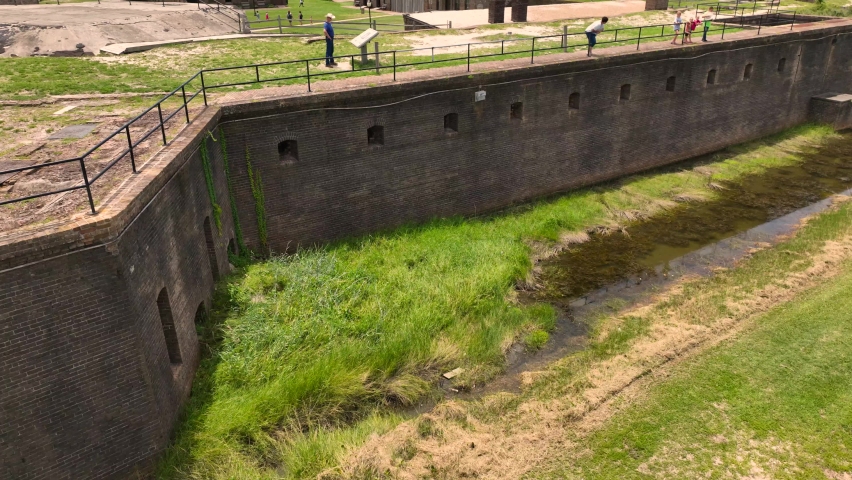 Reverse Reveal of Fort Gaines in Dauphin Island Island in Alabama