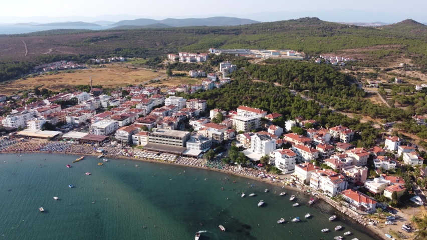 Aerial video of Ayvalık at Sarimsakli Beach in Balikesir Turkey