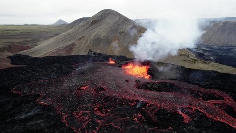 Week Old Volcano Meradalir Fagradalsfjall Volcano Stock Footage Video ...