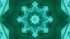 Futuristic minimalism, mesmerizing kaleidoscope evolution, seamless looping abstract background - great for relaxing melodic psychill, hypnotic time lapse chillout vj music videos. Green colors.