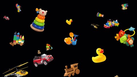 Moving Animation Toys Transparent Background Loop Stock Footage Video
