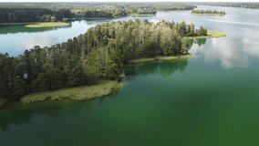An island on Lake Serwy drone video
