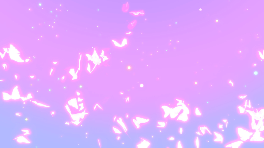Looped cartoon glowing butterflies in the pastel sky animation. Royalty-Free Stock Footage #1093188325
