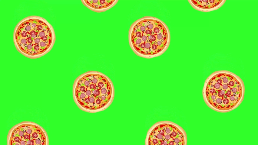 food animation or a frame of moving pizzas along the top and gentle ...