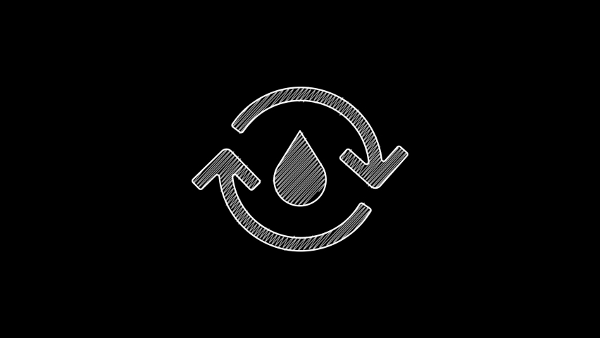 White line Recycle clean aqua icon isolated on black background. Drop of water with sign recycling. 4K Video motion graphic animation. | Shutterstock HD Video #1093196597