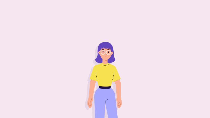 Woman thinking and looking for answer. shrugs her shoulders. uncertainty, question mark, no solution concept. Character animation. hopelessness, despair, frustration. puzzled person motion design | Shutterstock HD Video #1093202121