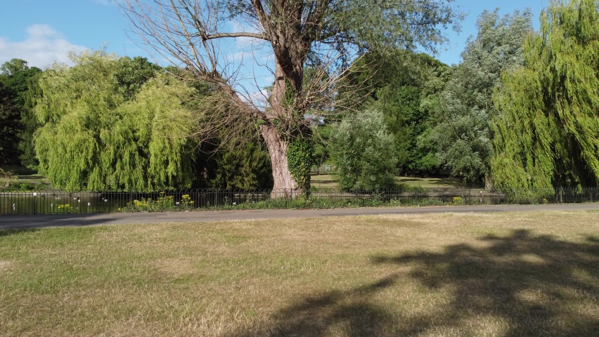 Lake View and Water Birds at Local Public Park of England Great Britain UK