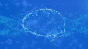 Animation of dna strand, covid 19 cells over human brain and data processing on blue background. Global covid 19 pandemic, health and data processing concept digitally generated video. - Powered by Shutterstock - Get 15% off with code: PIKWIZARD15