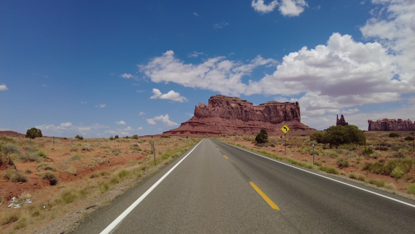 Driving Plate Monument Valley Scenic Drive Highway 163 Southbound Multicam Set 15 Rear View Arizona Utah Southwest USA | Shutterstock HD Video #1093213975