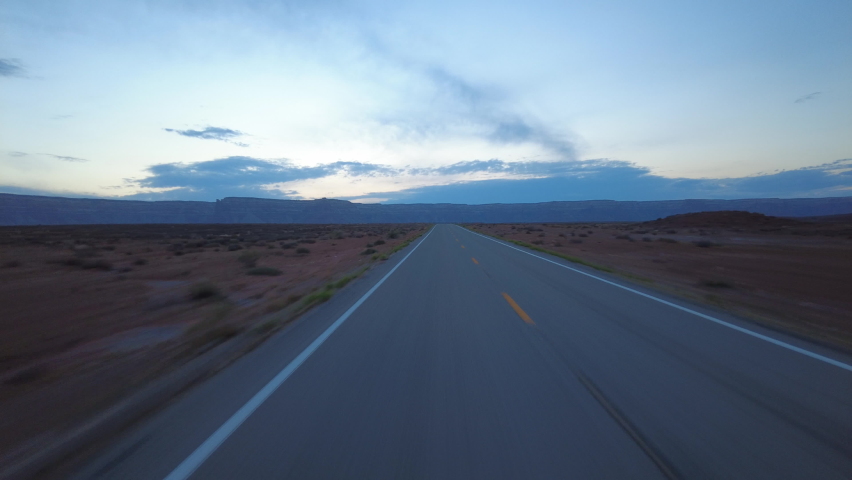 Driving Plate Utah Desert Highway 261 Southbound Evening Multicam Set 06 Rear View Southwest USA Royalty-Free Stock Footage #1093214037