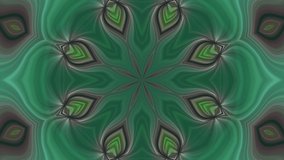 Abstract animation background video. Fractal ornament in green and gray colors. Without rotation. Endless cycle. The loop.