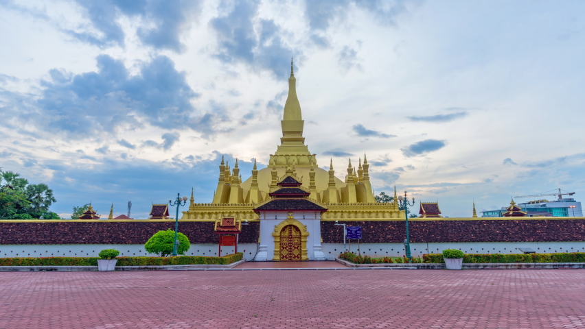 Time lapse of Pha That Luang Vientiane, Laos.