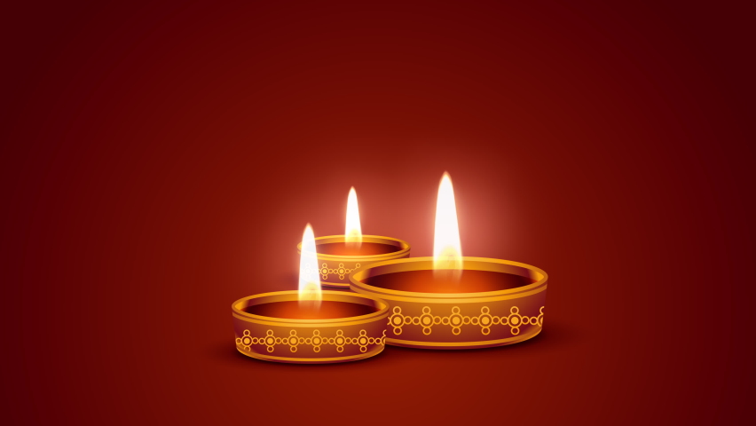 3 set of diyas with brown background for happy diwali