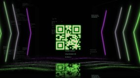 Unique digital video of qr code with computer coding and abstract pattern in background. Data, networking, security, coding, computer language, programming. - Powered by Shutterstock - Get 15% off with code: PIKWIZARD15