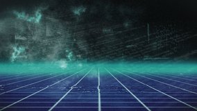 Animation of data processing over grid network against 3d cityscape model against grey background. Computer interface and business technology concept - Powered by Shutterstock - Get 15% off with code: PIKWIZARD15