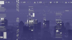 Animation of graphs, charts, infographic data processing on digital interface against cityscape. Digital composite, artificial intelligence, communication, cloud computing, technology, finance. - Powered by Shutterstock - Get 15% off with code: PIKWIZARD15
