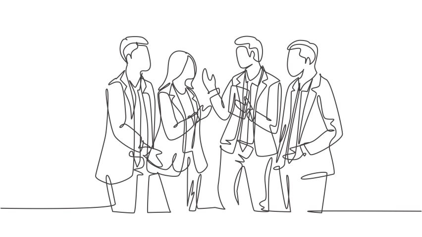 Animated self drawing of one continuous line draw young male and female employees have a little chat while a working break at head office. Workers daily life concept. Full length single line animation | Shutterstock HD Video #1093251907