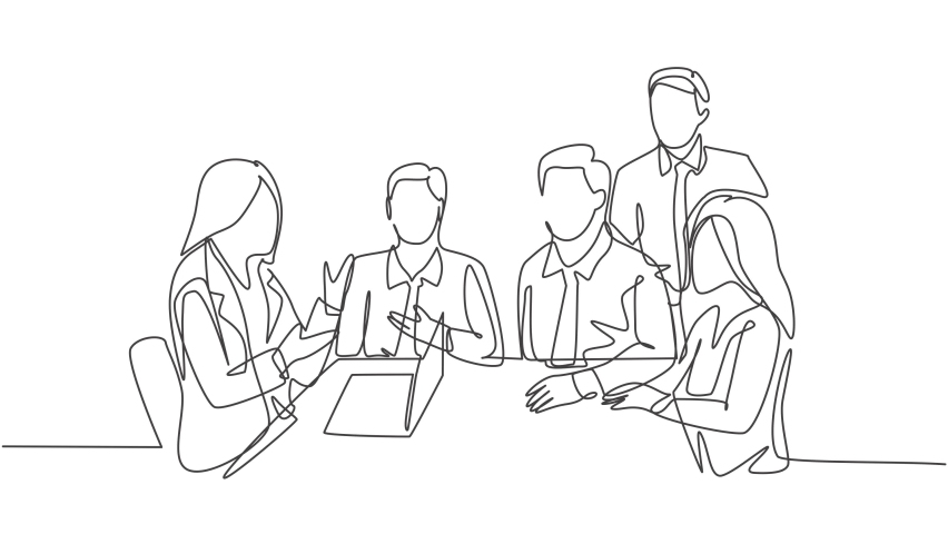 Self drawing animation of one single line draw female trainer coaching about business plan business organization to CEO at office. Business training concept continuous line. Full length animated. | Shutterstock HD Video #1093251931
