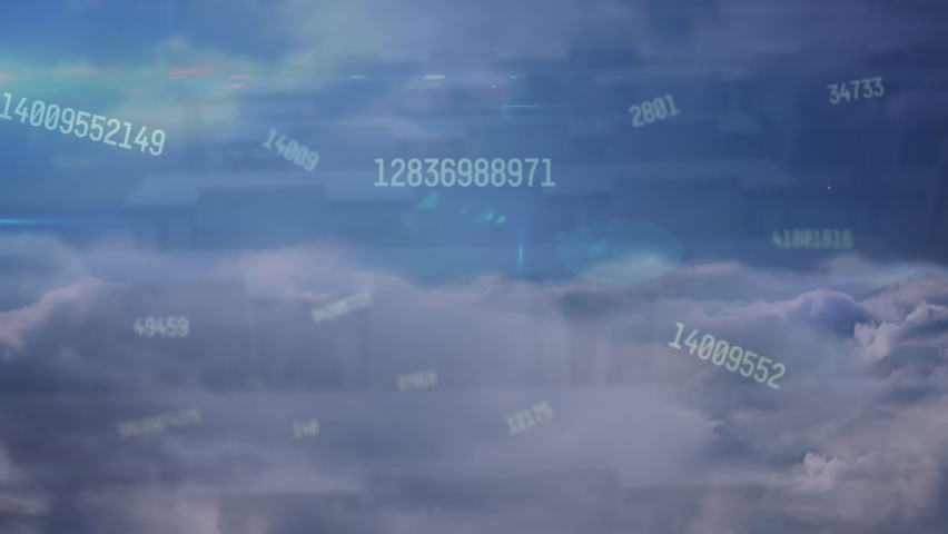 Animation of network of connections with icons over globe and cloudy sky. global network, connections and technology concept digitally generated video. | Shutterstock HD Video #1093254211