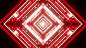 Red rotated rhombus room VJ loop background tunnel