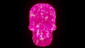Purple pink skull with neon brain background