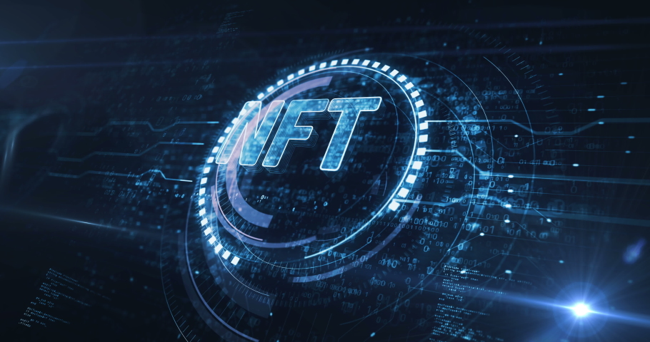 NFT Non-Fungible Token and digital collectibles symbol digital concept. Network, cyber technology and computer background abstract 3d animation. Seamless and loopable. | Shutterstock HD Video #1093258191