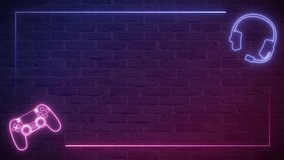 Glowing Neon Pink and Blue Gaming Wall Background Loop